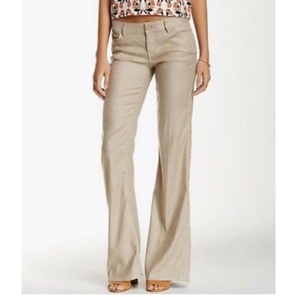 Wide Leg Linen Blend Pants 